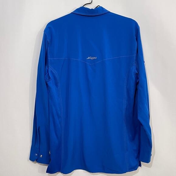 Mojo Sportswear Co Fishing Shirt Men's Medium Blue Pearl Snap Vented Quick Dry - Picture 2 of 13